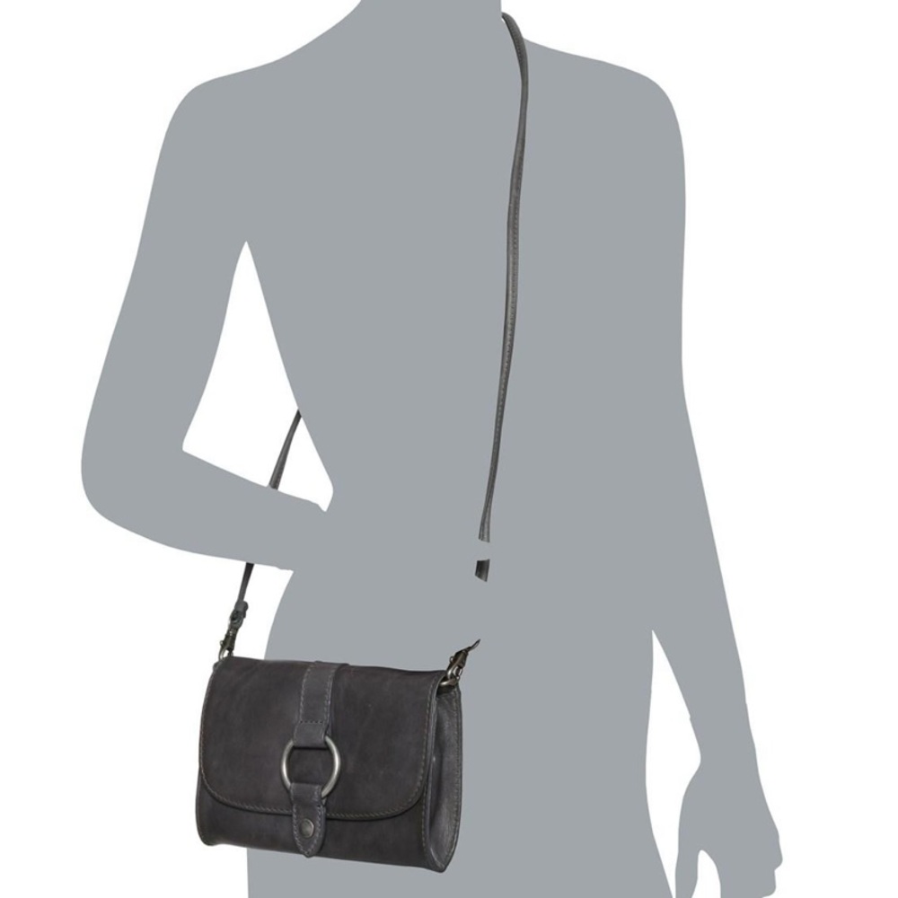 Frye ring wallet carbon leather crossbody bag